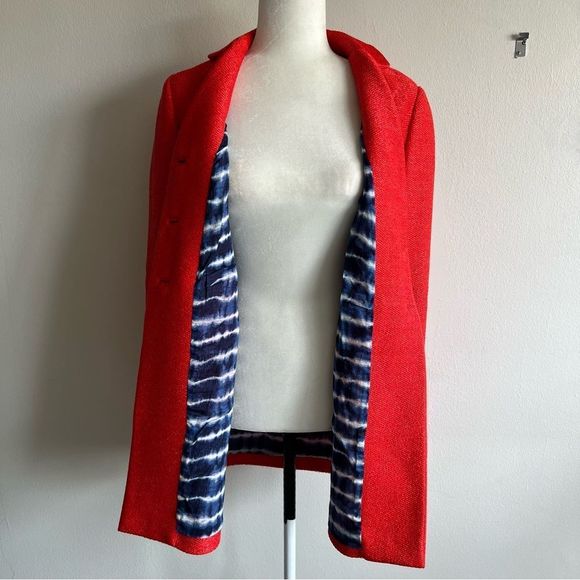 LIKE NEW Tory Burch Bright Orange 3/4 Coat - Picture 5 of 12